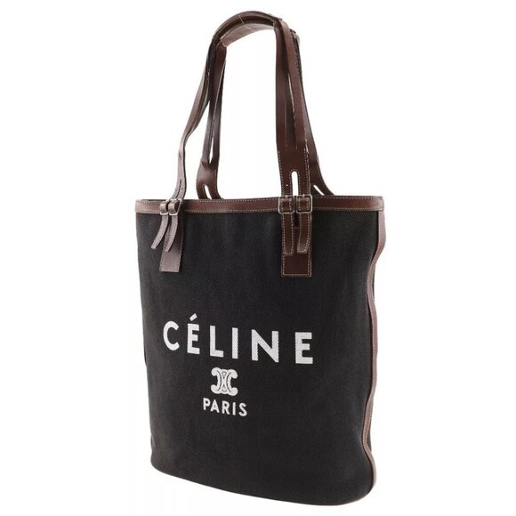 CELINE logo Tote Bag black/Brown canvas Women - Picture 3 of 16
